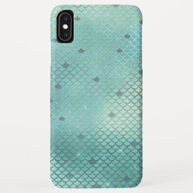 Teal Green Mermaid Scales Pattern Case-Mate iPhone Case (Back)