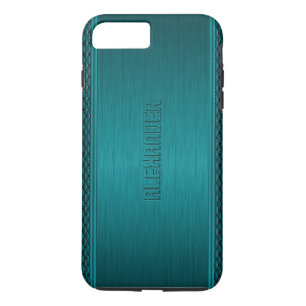 Teal-Green Metallic Brushed Aluminium Look iPhone 8 Plus/7 Plus Case