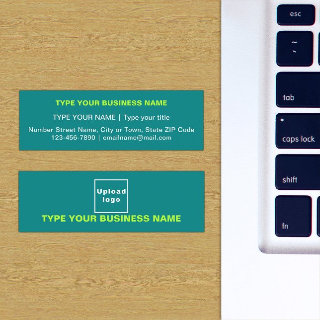 Teal Green Mini Business Card (The front and back of the teal green mini business card)
