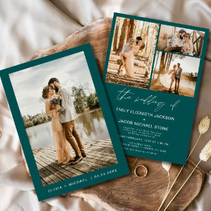 Teal Green Minimalist Elegant Photo Wedding  Invitation