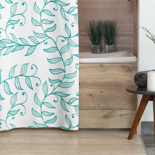 Teal Green Natural Vine Shower Curtain (Creator Uploaded)