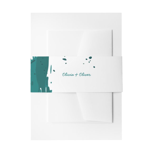 Teal Green Paint Splatter - Belly Band Invitation Belly Band (Front Example)