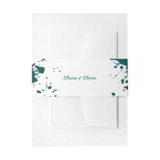 Teal Green Paint Splatter - Belly Band Invitation Belly Band