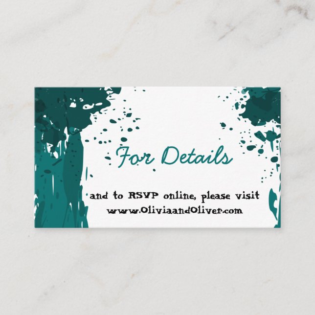 Teal Green Paint Splatter - Details - Enclosure Card (Front)