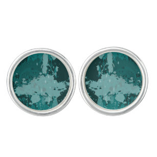 Teal Green Paint Splatter Groomsman Gift Cufflinks