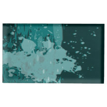 Teal Green Paint Splatter - Table Card Holder