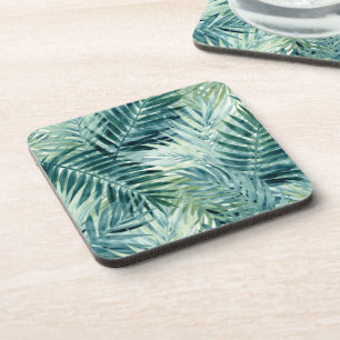Teal Green Palm Leaves Coaster