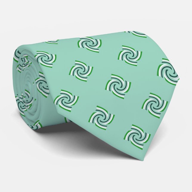 Teal Green Pattern Tie (Rolled)