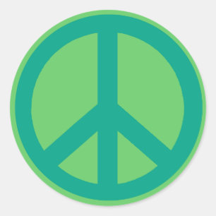 Teal Green Peace Sign Products Classic Round Sticker