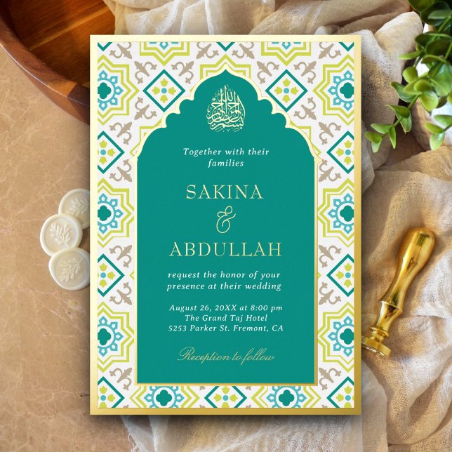 Teal Green Persian Mosaic Muslim Wedding Gold (Creator Uploaded)