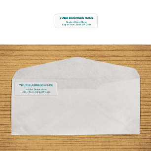 Teal Green Plain Text Business Return Address Label