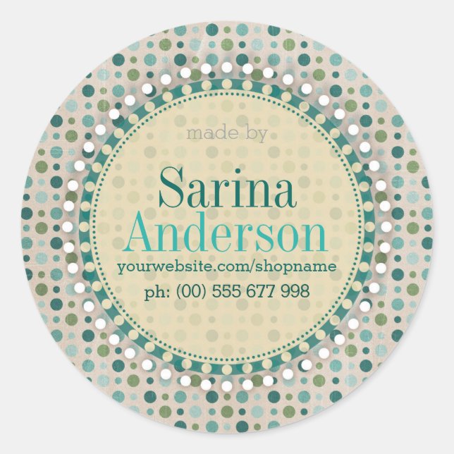 Teal Green Polka Dot Pattern Made By Labels (Front)