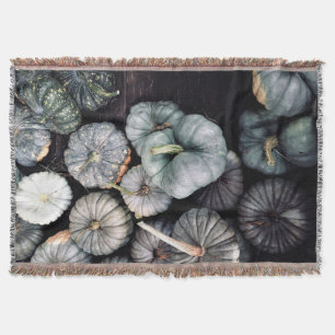 Teal Green Pumpkins Throw Blanket