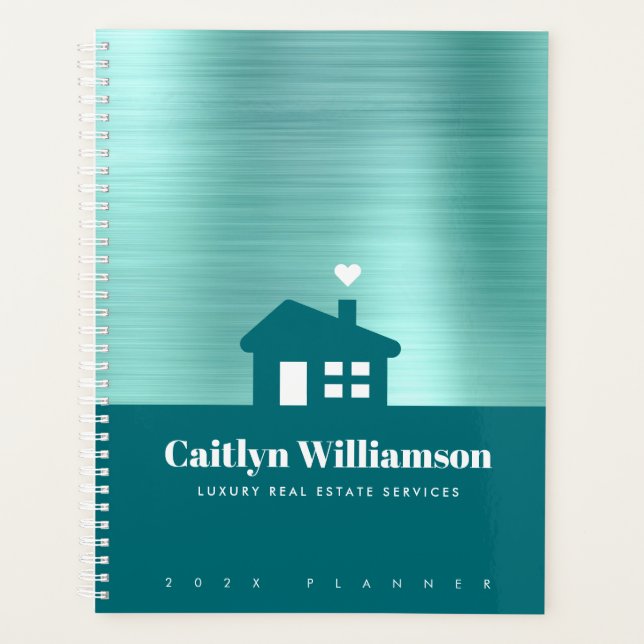 Teal Green Real Estate Broker Professional House Planner (Front)