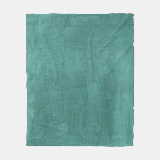 Teal Green Retro Watercolor Texture Fleece Blanket (Front)