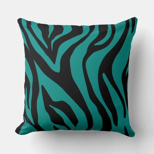 Teal/ Green Reversible Tiger Print Pillow (Front)