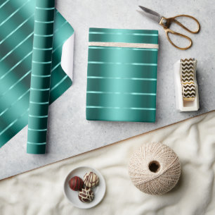 Teal Green Ribbon Bow Bridal Shower Wrapping Paper