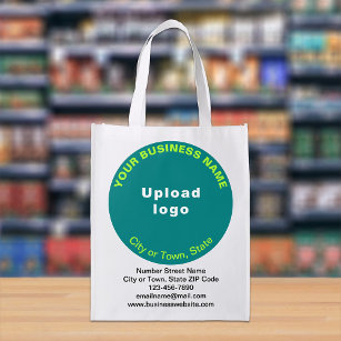 Teal Green Round Branding on Single-Sided Print Reusable Grocery Bag