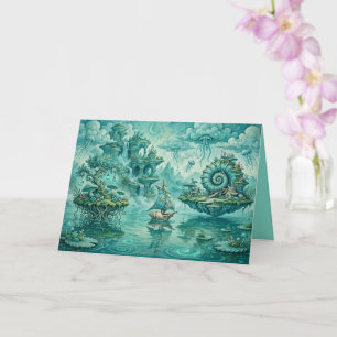Teal Green Seascape Dream Surreal Fantasy Card