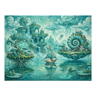 Teal Green Seascape Dream Surreal Fantasy Photo Print