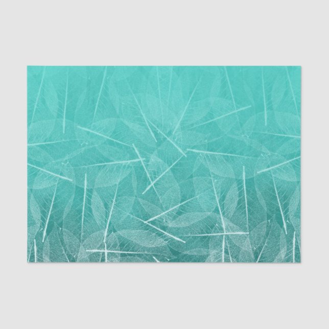 Teal Green Smudge Colour with Vien Leave Design Tissue Paper (Front)