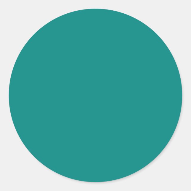 Teal Green Solid Colour Classic Round Sticker (Front)