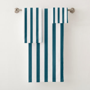 Teal Green Stripes Bath Towels