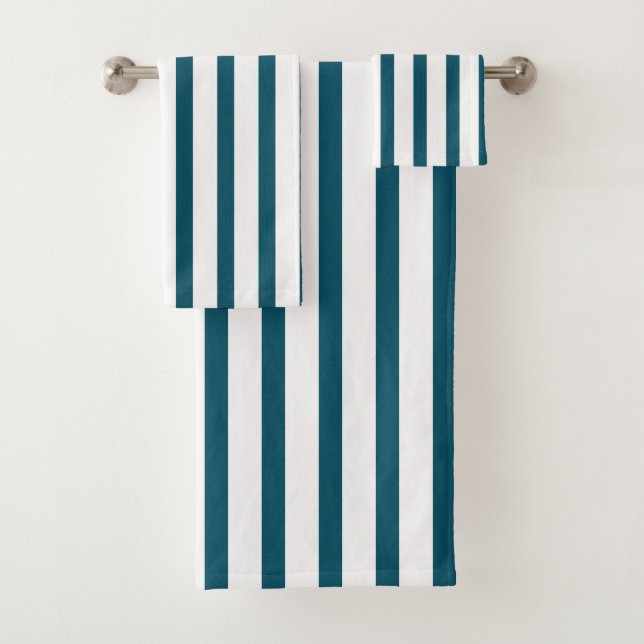 Teal Green Stripes Bath Towels (Insitu)