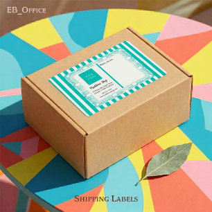 Teal Green Stripes & Curly Frame & Logo