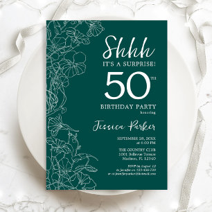 Teal Green Surprise 50th Birthday Invitation