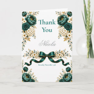 Teal Green Sweet Sixteen Thank You Card