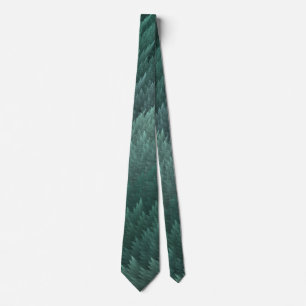 Teal Green Tartan Feather Pattern Tie
