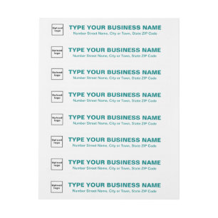 Teal Green Text Business Wrap Around Address Label
