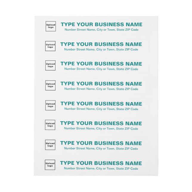 Teal Green Text Business Wrap Around Address Label (Sheet)