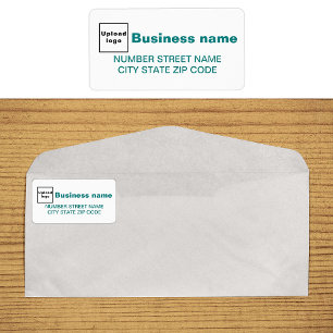 Teal Green Texts on White Business Address Label