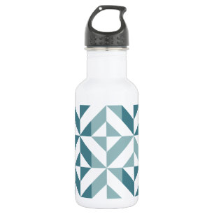 Teal Green Two Tone Geometric ZigZag 532 Ml Water Bottle