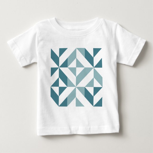 Teal Green Two Tone Geometric ZigZag Baby T-Shirt (Front)