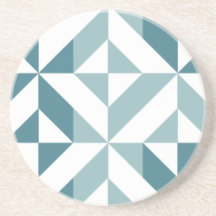 Teal Green Two Tone Geometric ZigZag Coaster