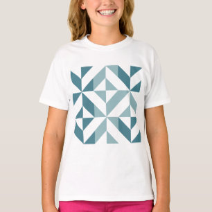 Teal Green Two Tone Geometric ZigZag T-Shirt
