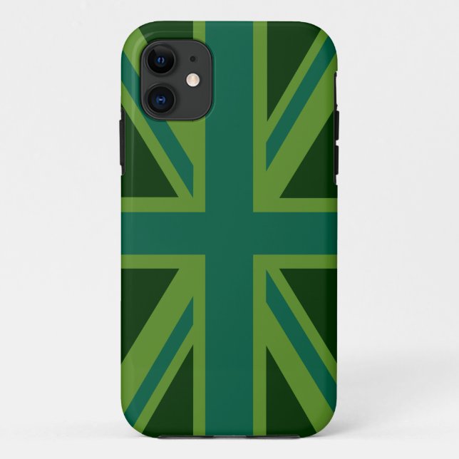 Teal Green UK Union Jack Decor Case-Mate iPhone Case (Back)