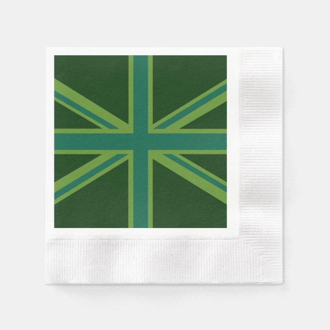 Teal Green UK Union Jack Decor Napkin (Front)