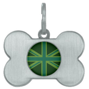 Teal Green UK Union Jack Decor Pet ID Tag