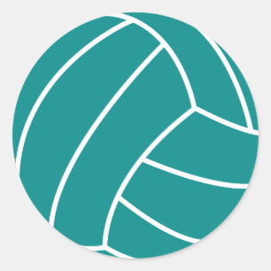 Teal Green Volleyball Classic Round Sticker