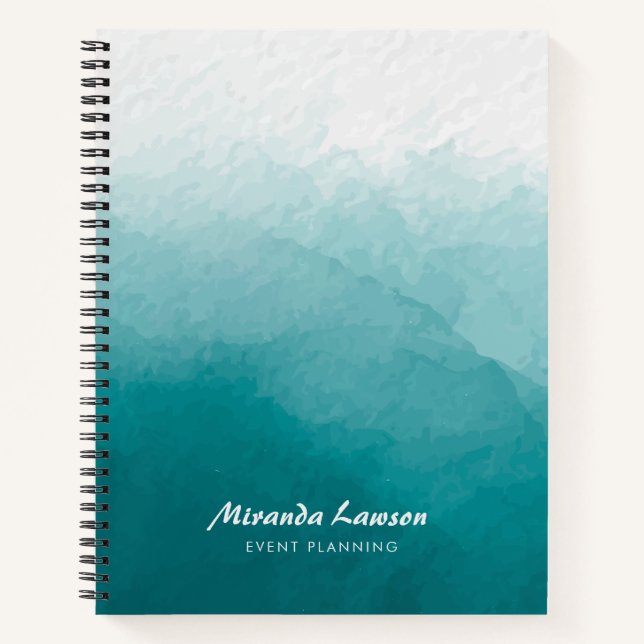 Teal Green Watercolor background  Notebook (Front)