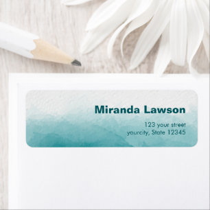Teal Green Watercolor background Return Address Label