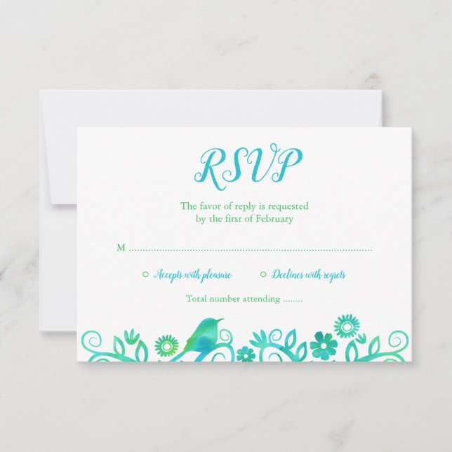Teal Green Watercolor Tree of Life RSVP (Front)