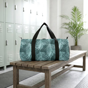 Teal Green Watercolor Tropical Leaf Duffle Bag