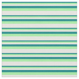 Teal, Green & White Coloured Lines/Stripes Pattern Fabric