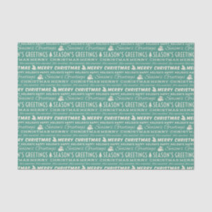 Teal Green White Merry Christmas Retro Typography Tissue Paper