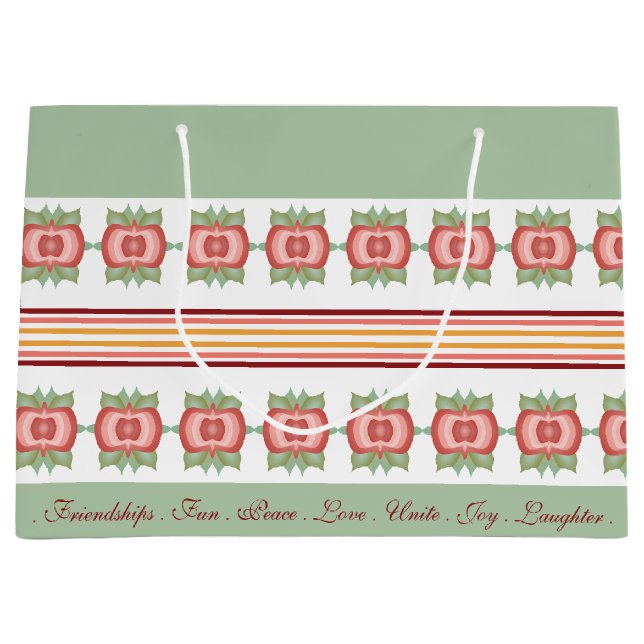 Teal Green With Stripe Pattern Accented Gift Bag (Front)